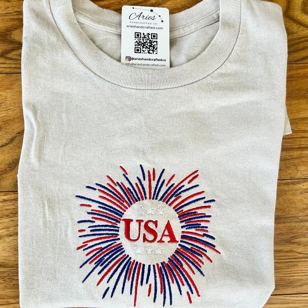 Embroidered Adult Patriotic USA -Adult T-Shirt -Unisex